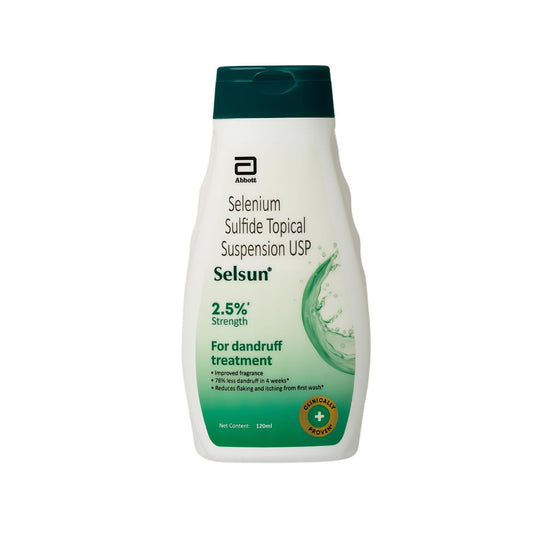 Selsun Abbott Suspension Anti Dandruff Shampoo for Men and Women, Clears Away Dandruff Flakes, Relieves From Excessive Oil, Relieves From Dandruff Related Itching- 120 ml