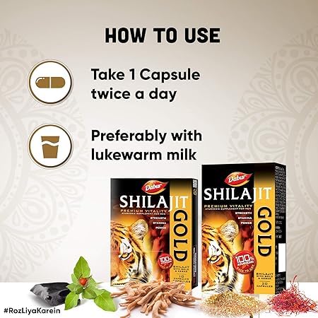 Dabur Shilajit Gold Capsule for Men | For Immunity, Strength, Stamina & Power 920 tablets0
