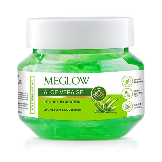 Meglow Aloe Vera Gel for Intense Hydration | Get Soft, Smooth & Nourished Skin | Pure Aloevera Gel with Cucumber Extracts | Naturally Hydrating & Skin Moisturizing Gel 100g - Pack of 1