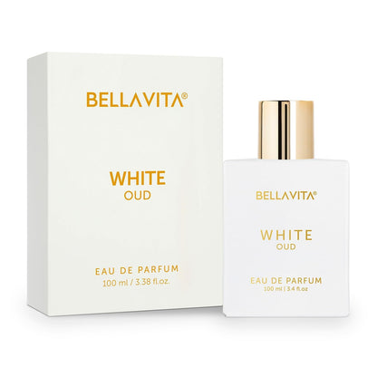 BELLAVITA White Oud Unisex | Long Lasting | Perfume for Man & Perfume for Woman | EDP 100ml | Orange, Patchouli, Musk | Oud, Citrus & Spicy Premium Fragrance