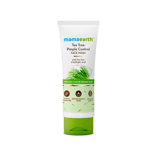 Mamaearth Tea Tree Pimple Control Face Wash with Tea Tree & Salicylic for Oily & Acne-Prone Skin - 100 ml | Controls Oil to Prevent Pimples | Crafted with tea tree & salicylic acid | Made Safe
