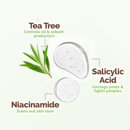 Mamaearth Tea Tree Pimple Control Face Wash with Tea Tree & Salicylic for Oily & Acne-Prone Skin - 100 ml | Controls Oil to Prevent Pimples | Crafted with tea tree & salicylic acid | Made Safe