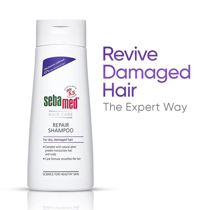 Sebamed Hair Repair Shampoo | pH5.5 I 47% less hair-dryness confirmed  200ml