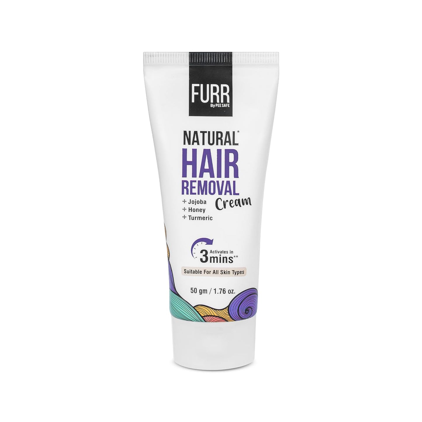 FURR Natural Hair Removal Cream -50gm | Removes Hair In 5 Minutes | Soothes Skin | Enriched With Vitamin E Turmeric, Honey, Jojoba Oil & Avocado | For Men and Women | Suitable For All Skin Types