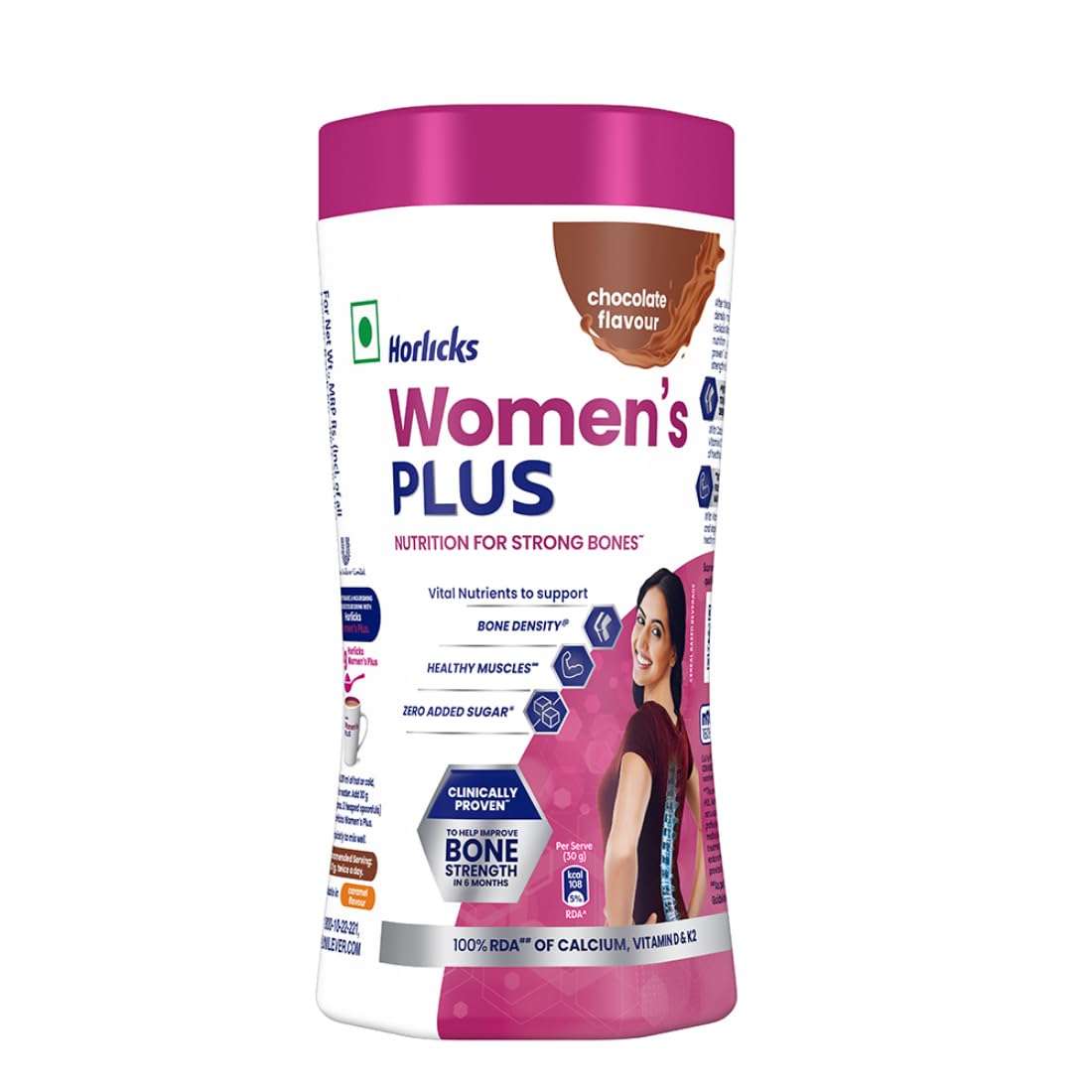 Horlicks Women's Plus Chocolate Nutrition Drink 400 g Jar, Nutrition for strong Bones with 100% daily Calcium & Vitamin D - No Added Sugar