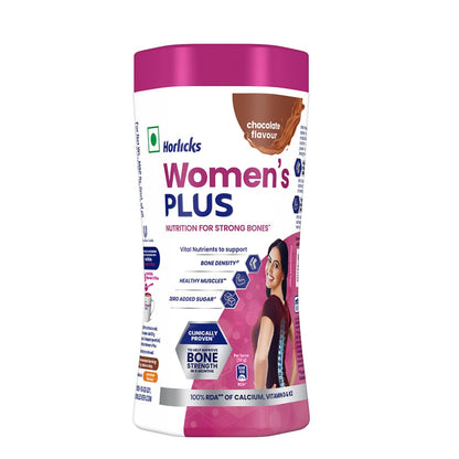 Horlicks Women's Plus Chocolate Nutrition Drink 400 g Jar, Nutrition for strong Bones with 100% daily Calcium & Vitamin D - No Added Sugar