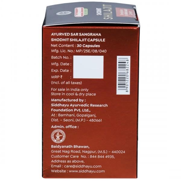 Baidyanath Asli Ayurved Shilajit 100% Pure Shilajeet 30 Capsules