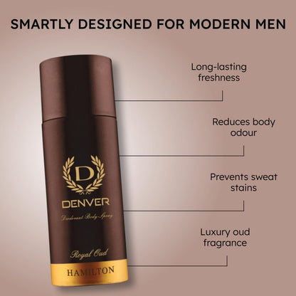 DENVER Royal Oud Deodorant Body Spray for Men (150ML)