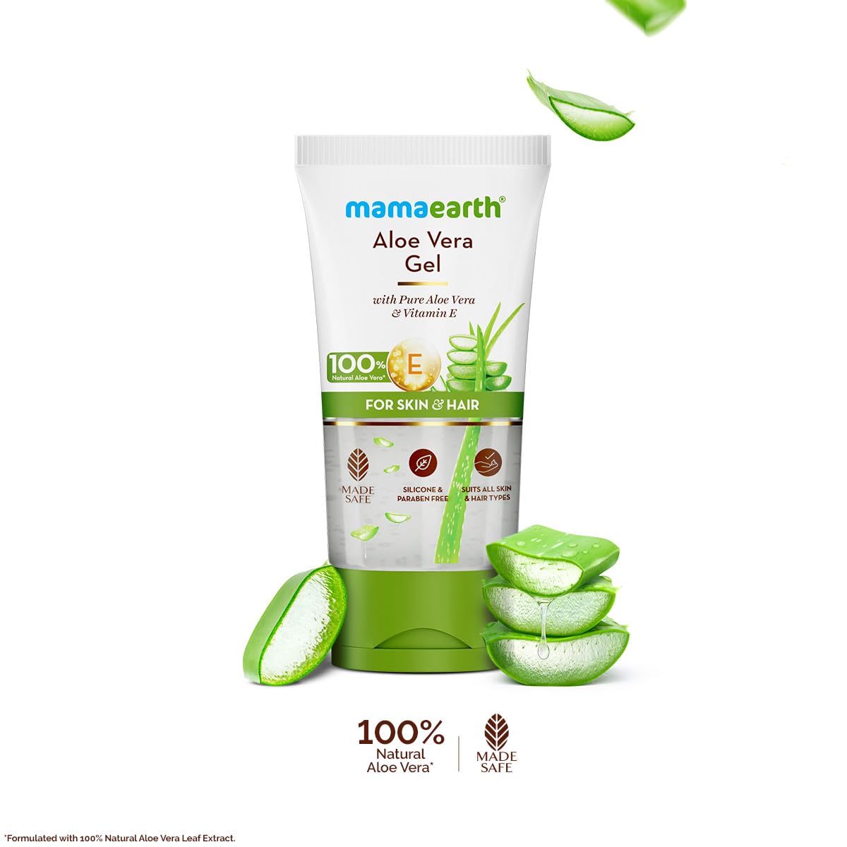 Mamaearth Aloe Vera Gel with 100% Pure & Natural Aloe Vera & Vitamin E for Skin & Hair |100ml