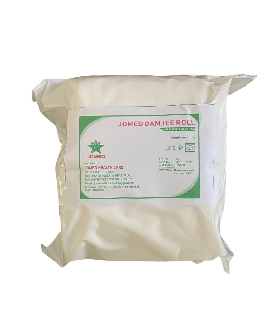 JOMED - GAMJEE ROLL Non-Sterile Gamjee Roll 10 cm x 3 mts - (Pack Of 3)