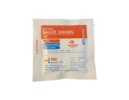 STERILE GAUZE SIZE 7.5CM X 7.5CM 12PLY  1count