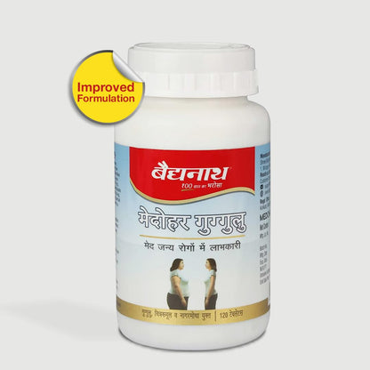 Baidyanath Ayurved Medohar Guggulu Tablets, Enriched with Guggulu, Chitrakmool and Nagarmotha- 120 Tab