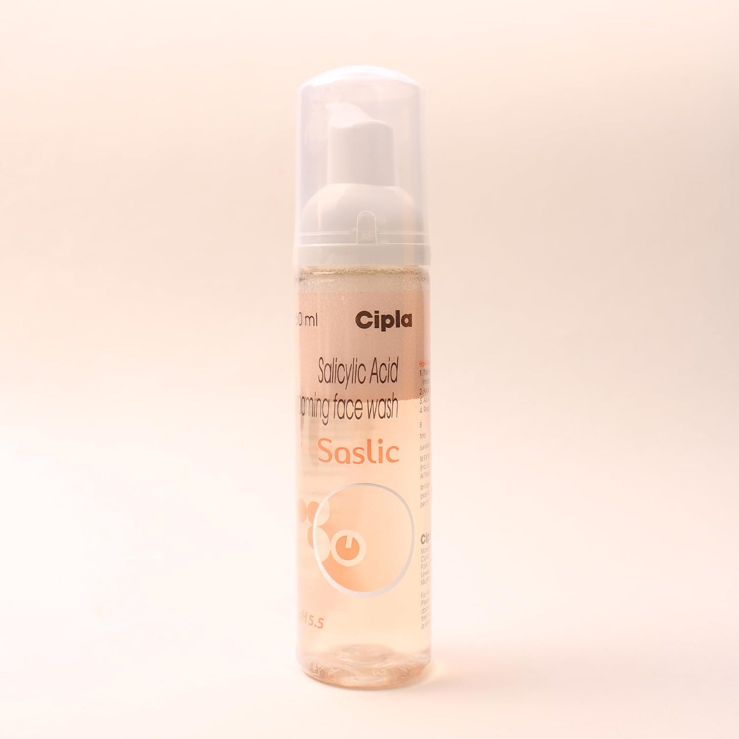 Cipla Saslic Foaming Face Wash | pH 5.5 | Salicylic acid | 60ml (Pack of 1)