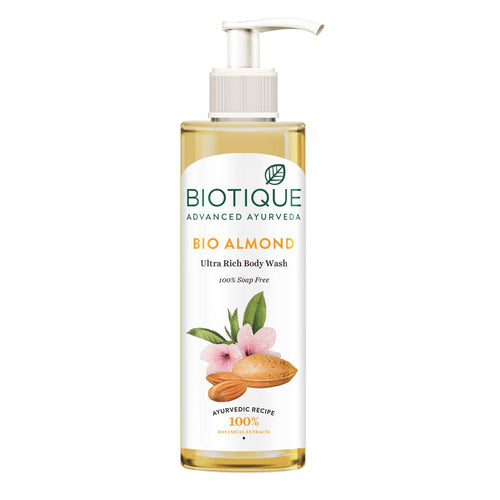 Biotique Almond Oil Ultra Rich Body Wash| Maintains Skin’s Natural pH | Soap-Free Body Wash Suitable for All Skin Types | 200mL