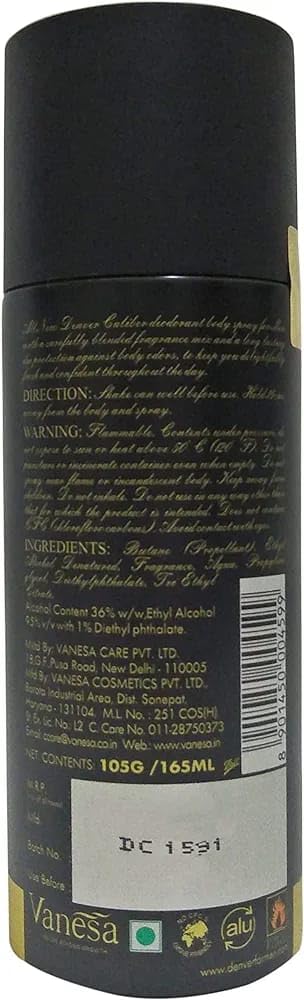 DENVER Caliber Deodorant - 165ML | Long Lasting Body Deo Spray Everyday use for Men