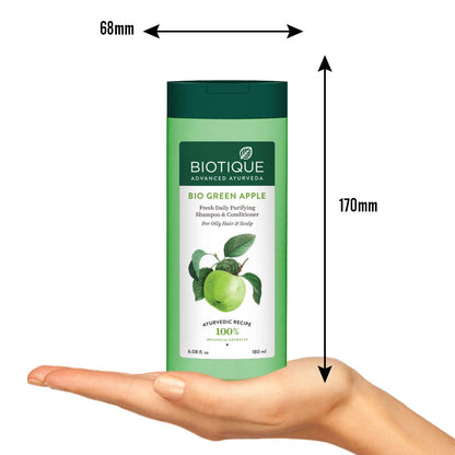 Biotique Bio Green Apple Fresh Daily Purifying Shampoo and Conditioner for Oily Scalp and Hair