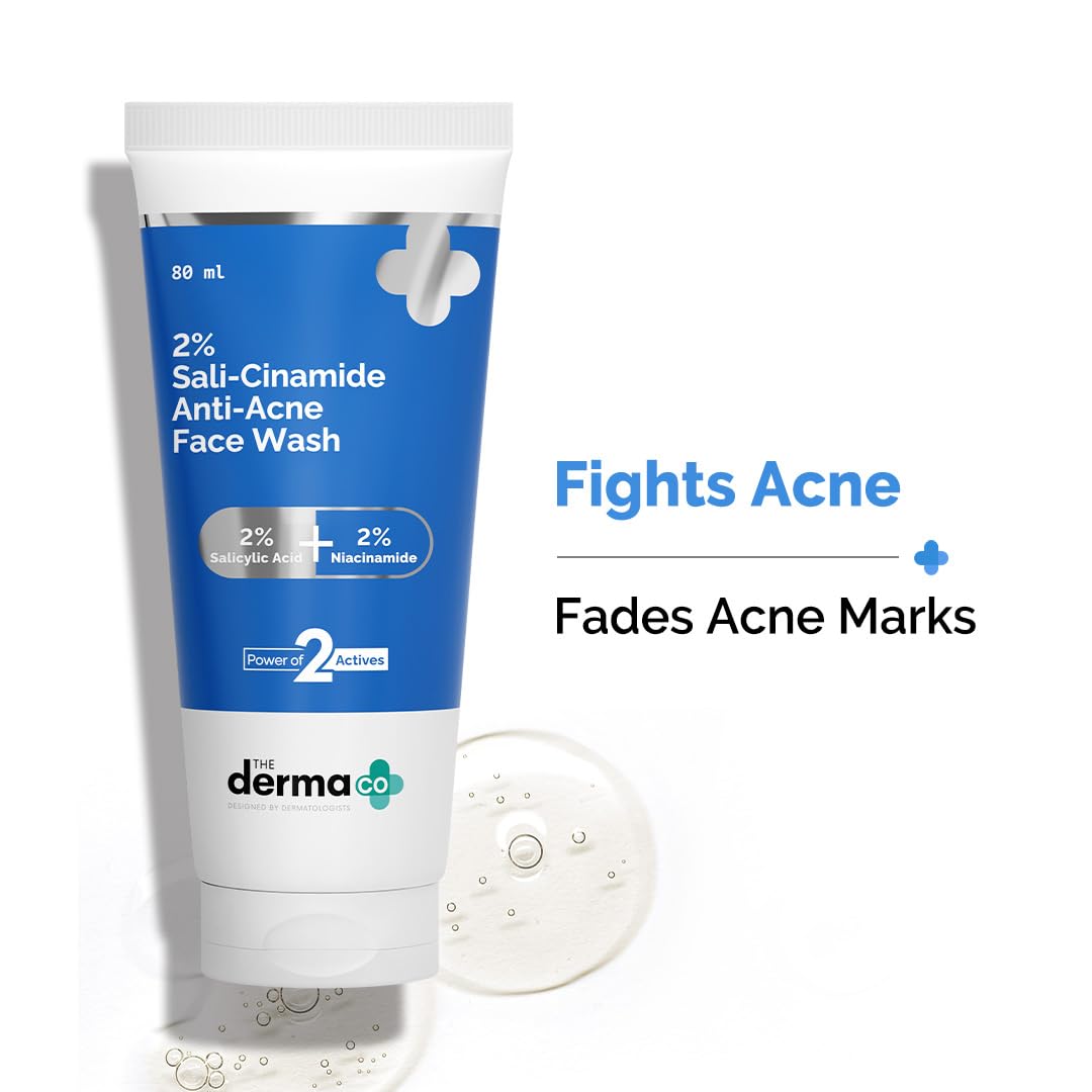 The Derma Co Sali-Cinamide Anti-Acne Face Wash with 2% Salicylic Acid & 2% Niacinamide - 80 ml