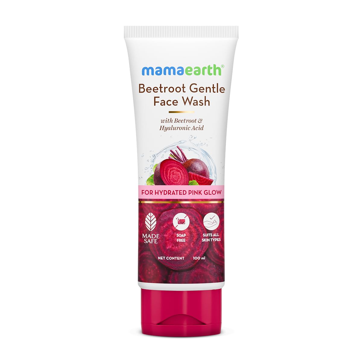 Mamaearth Beetroot Gentle Face Wash&Hyaluronic Acid For Hydrated Pink Glow -100Ml
