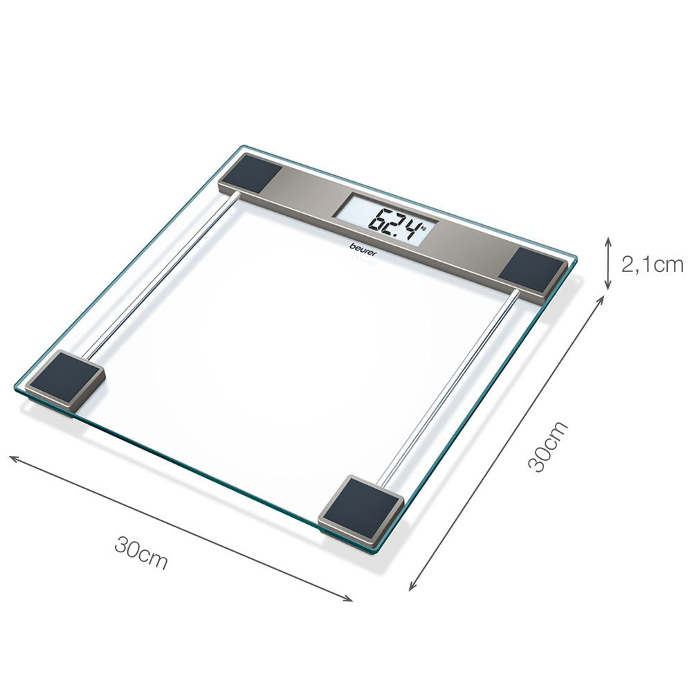 Beurer GS 11 Glass Bathroom Weight Scale I Quick Start Technology I With Transparent LCD Digital Display  (1Count)