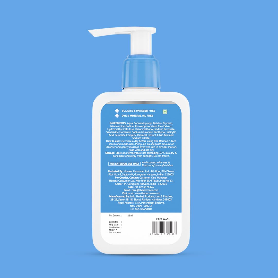The Derma Co 2% Niacinamide Oily Skin Cleanser for Sensitive, Oily & Combination Skin 125 ml Non-Irritant |