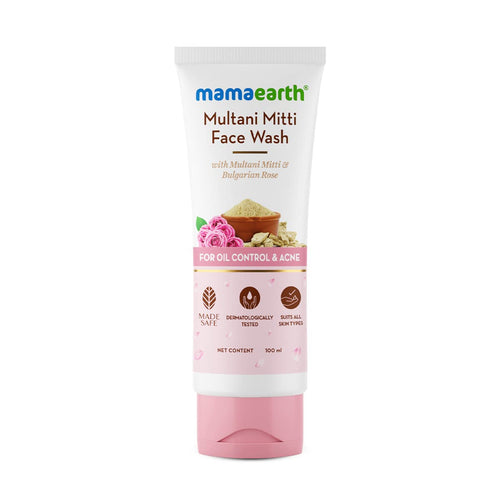 Mamaearth Multani Mitti Face Wash with Multani Mitti & Bulgarian Rose For Oil Control & Acne | Suits All Skin Types | Hydrating & Gentle | Paraben-Free | No Silicones | Sulphate-Free | For Men & Women | 100 ml