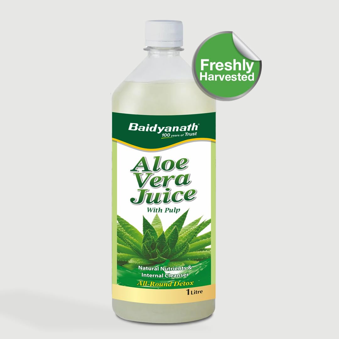 Baidyanath Aloe Vera Juice (with Pulp)- 1000ML | No Added Sugar | Source of Natural Nutrients, Boosts Immunity & Digestion