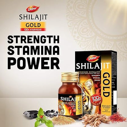 Dabur Shilajit Gold Capsule for Men | For Immunity, Strength, Stamina & Power 920 tablets0