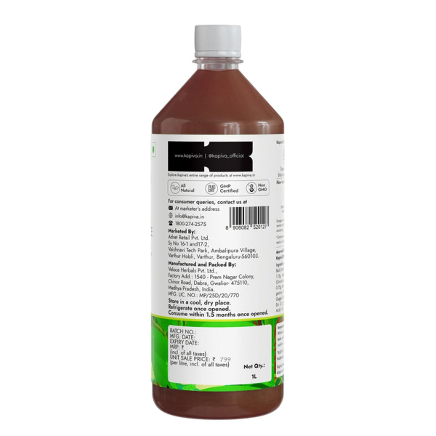 Kapiva BP Care Juice - 100% Ayurvedic Juice to Support Healthy Blood Pressure Levels| Arjuna, Jatamansi & 8 Other Herbs 1 Litre