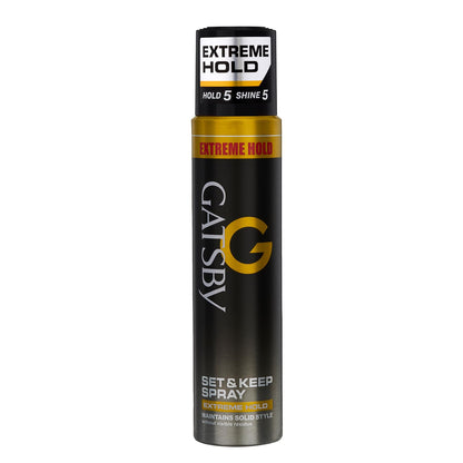 Gatsby Set & Keep Hair Spray - Extreme Hold | Quick Drying, Long Lasting Hold, No Flaking & Natural Shine | Non Sticky & Easy Wash Off | Styling Hair Spray | 250ml