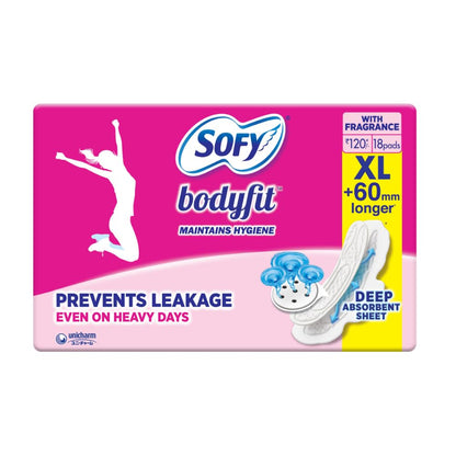 Sofy Bodyfit Pro XL| 18 pads | Women Sanitary Pads | Leakage Protection | Long Lasting