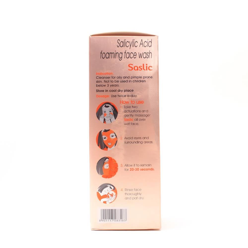 Cipla Saslic Foaming Face Wash | pH 5.5 | Salicylic acid | 60ml (Pack of 1)