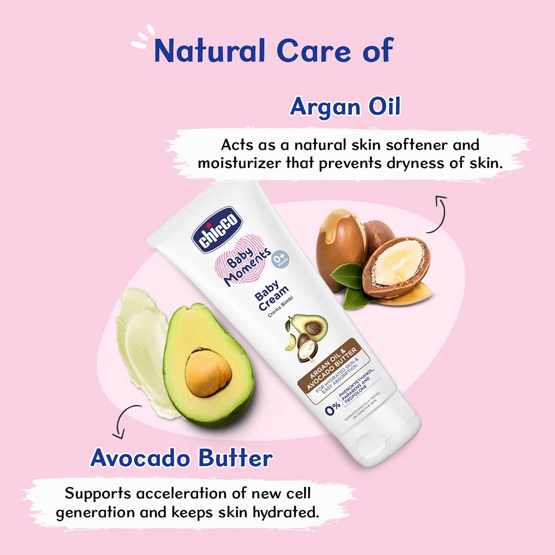 Click to see full view Chicco Baby Moments Baby Cream for Babies with Argan Oil & Avocado Butter , 100gm