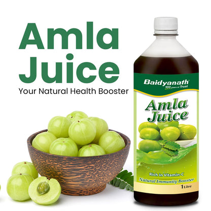 Baidyanath Amla Juice - 1 Ltr, Rich in Vitamin C and Natural Immunity Booster- Helps Maintaining Healthy Hair, Weight and Digestion