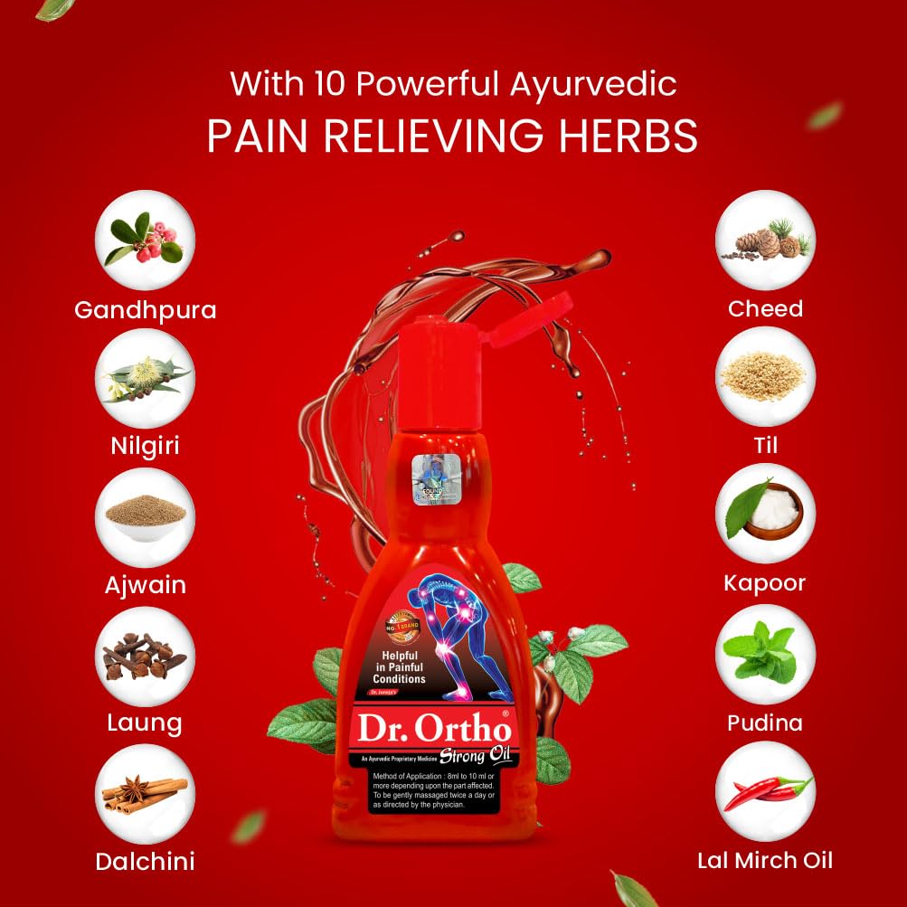 Dr.Ortho Ayurvedic Strong Oil 120Ml - For Joints Pain, Knee Pain, Neck Pain, Back Pain, Shoulder Pain