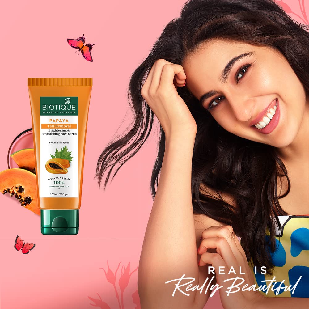 Biotique Papaya Tan Removal Brightening & Revitalizing Face Scrub 100Gm