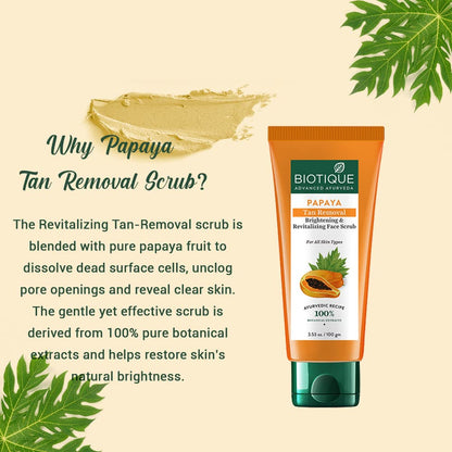 Biotique Papaya Tan Removal Brightening & Revitalizing Face Scrub 100Gm
