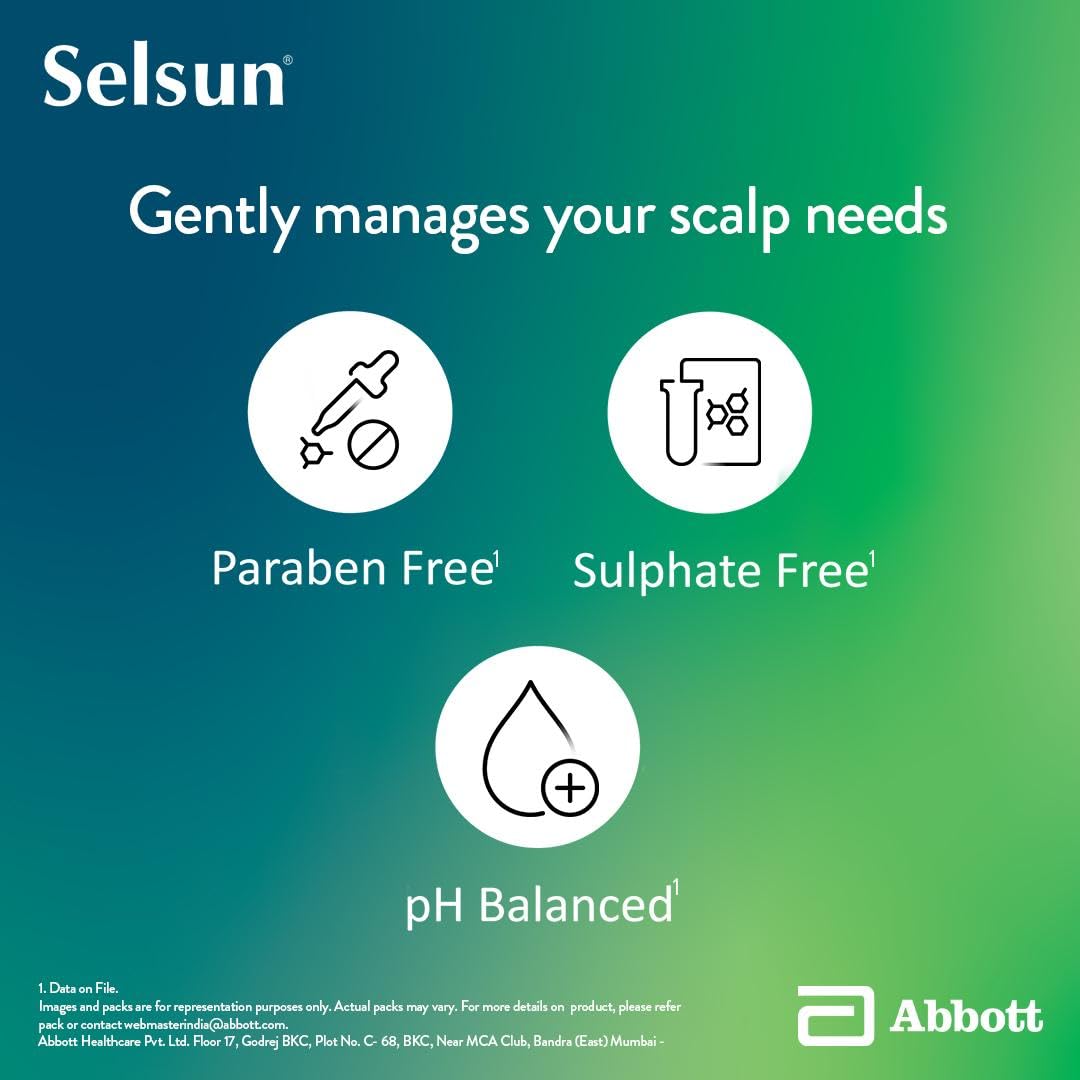 Selsun Abbott Suspension Anti Dandruff Shampoo for Men and Women, Clears Away Dandruff Flakes, Relieves From Excessive Oil, Relieves From Dandruff Related Itching- 120 ml