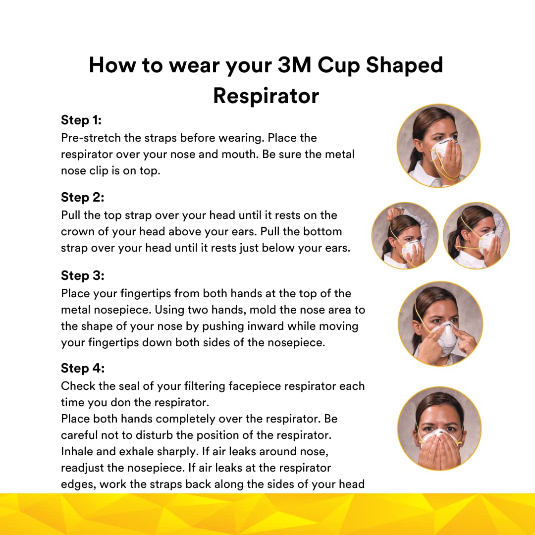 3M 8210 Disposable Respirator N95 Face Mask, Non Woven Fabric, Metal Nose Clip and Elastic Headband, NIOSH Approved, Particulate Anti Air Pollution Respirator