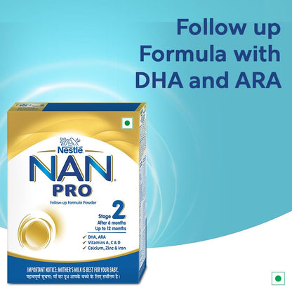 Nestlé NAN PRO 2 Follow-up Formula Powder - After 6 months, Up to 12 months, Stage 2, 400g Pouch in Box