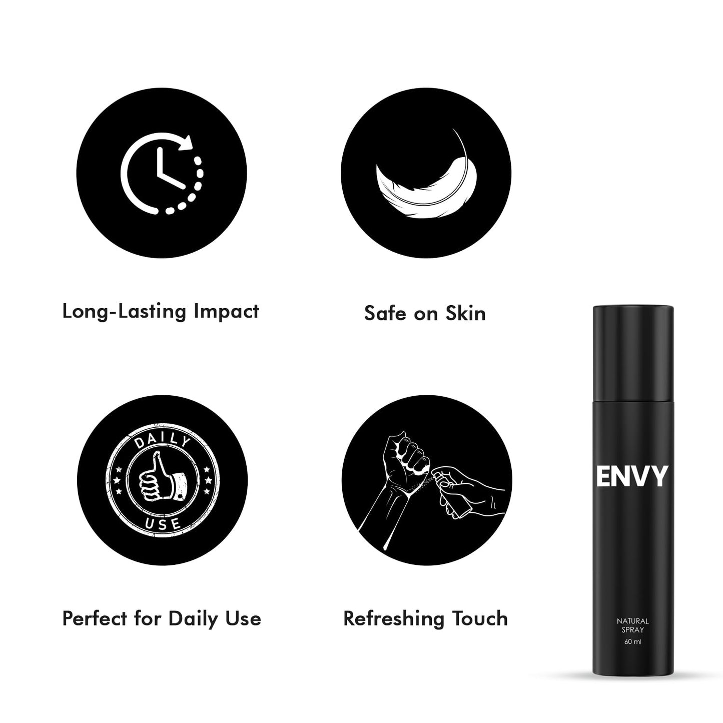 Envy Natural Fresh Spray Perfume For Men - 60Ml | Long Lasting Body Spray For Men