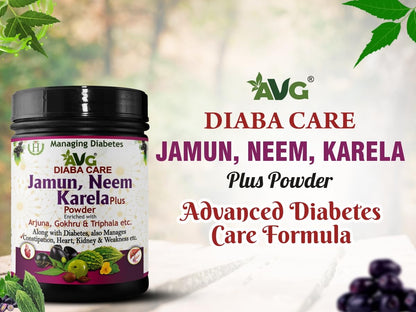 AVG Health Organics Diaba Care Karela Jamun Neem Powder 200gm each, Pack of 6, Diabetes Care Ayurvedic Supplement with Arjuna, Gokhru & Triphala