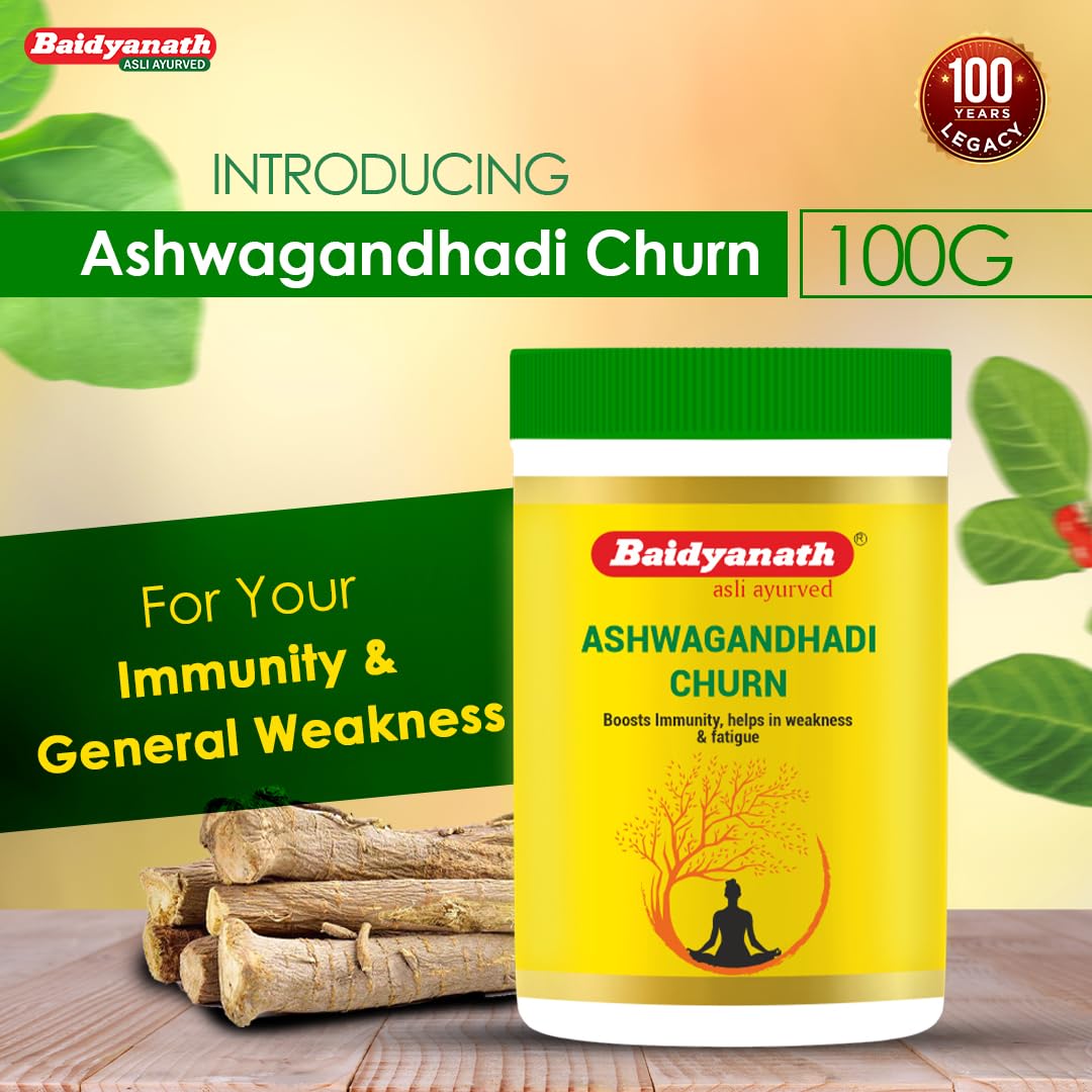 Baidyanath Ashwagandhadi Churna - Made with Ayurvedic Herbs to Combat General Debility - 100g