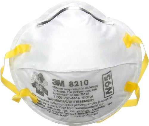 3M 8210 Disposable Respirator N95 Face Mask, Non Woven Fabric, Metal Nose Clip and Elastic Headband, NIOSH Approved, Particulate Anti Air Pollution Respirator