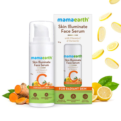 Mamaearth Skin Illuminate Face Serum for Radiant Skin with Vitamin C and Turmeric - 15 g | Highly Potent Vitamin C | Gives A Radiant Glow