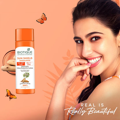 Biotique Bio Sandalwood Sunscreen Ultra Soothing Face Lotion, SPF 50+ |Ultra Protective Lotion| 120ml