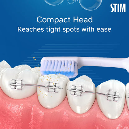 STIM Ortho MB Toothbrush For Braces, Super Soft Bristles For Adults