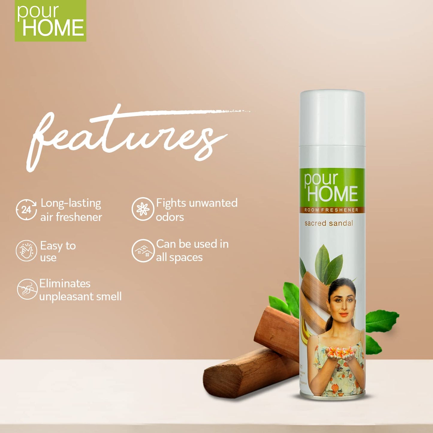 POUR HOME Sacred Sandal Room Air Freshener Spray - 220ML