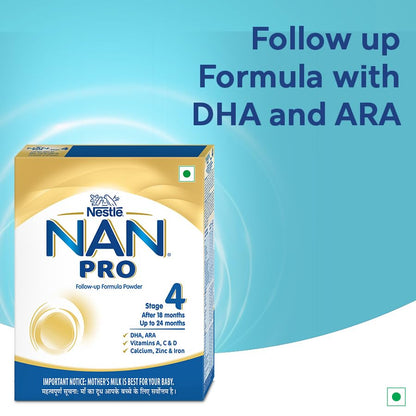 Nestlé NAN PRO 4 Follow-Up Formula Powder After 18 months, Up to 24 months, Stage 4, 400g Pouch in Box