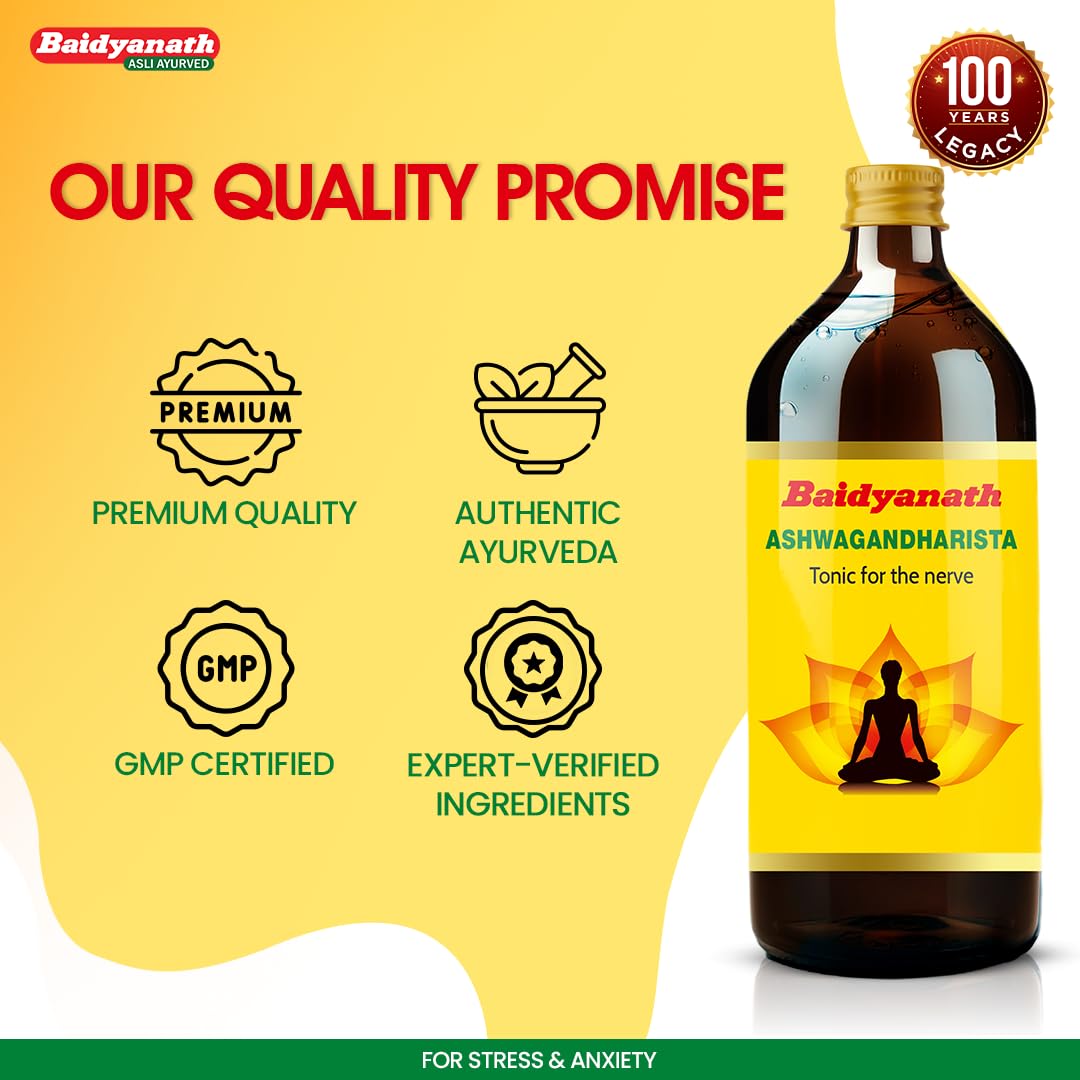 Baidyanath Ashwagandharishta - 450 ml | Boosts Immunity & Reduces Stress | For Health, Strength & Wellness