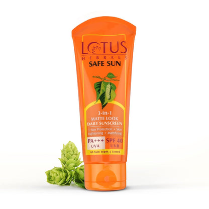 Lotus Herbals Safe Sun 3 In 1 Tinted Daily Sunscreen SPF 40 PA+++  50gm